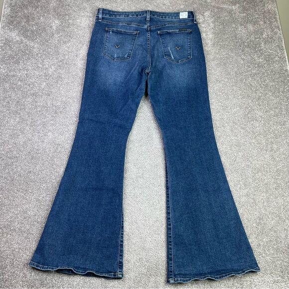 HUDSON Heidi Jeans Women’s 32X30 Blue Flare High Rise Distressed Stretch Denim - Picture 3 of 13